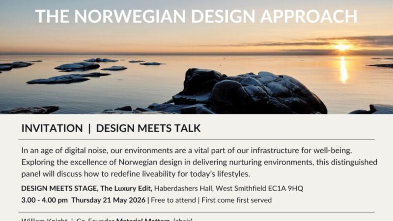 The Norwegian International Collection Debuts at CDW26 presenting Eikund, Jensen Beds, Lundhs Real Stone, and Norsk Dun.