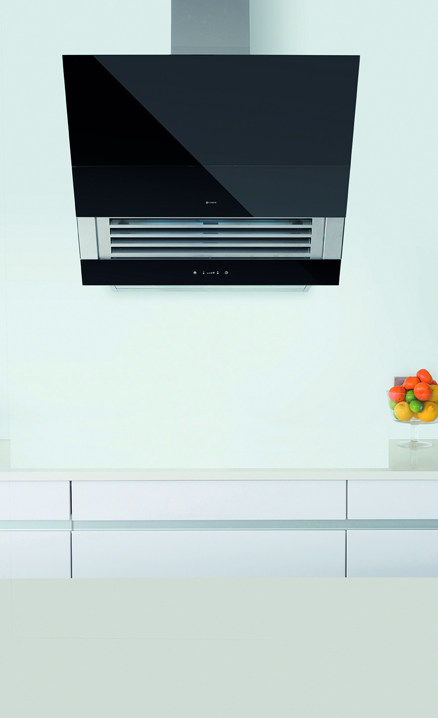 Caple’s new MOT912 Motus wall hood can  be fitted with an optional stainless steel flue