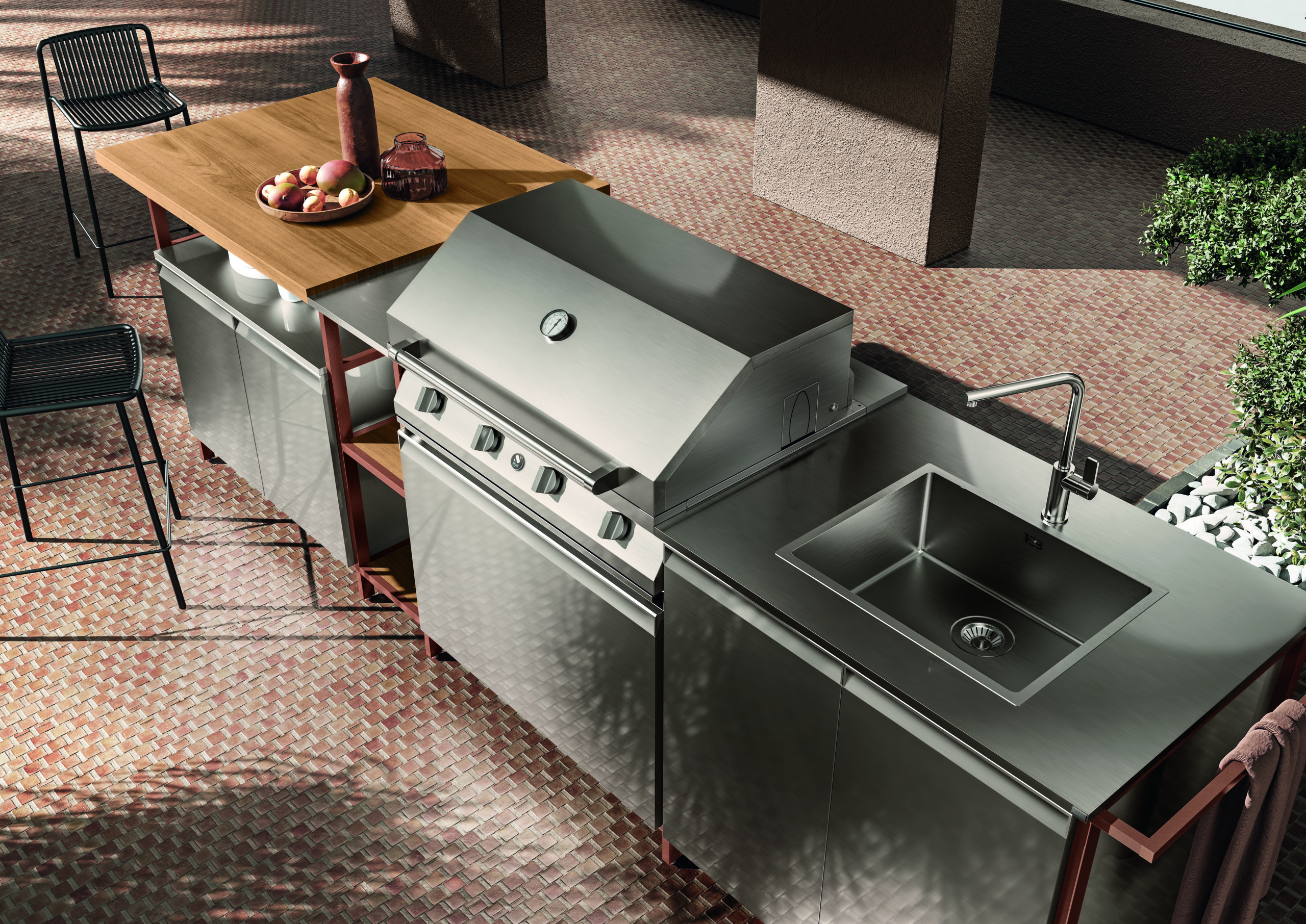 From the evolution of the Formalia collection emerges Formalia Outdoor, the first Scavolini kitchen designed for outdoors